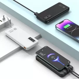 باور بانك بسعة 10000mAh شحن سريع 22.5W مع 4 كابلات مدمجة وشاشة رقمية ASPOR A300PD