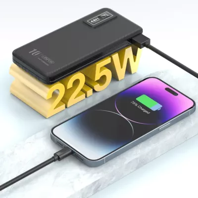 باور بانك بسعة 10000mAh شحن سريع 22.5W مع 4 كابلات مدمجة وشاشة رقمية ASPOR A300PD