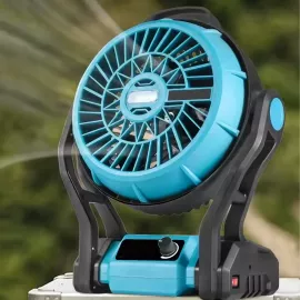 مروحة محمولة تعمل بالشحن مع إضاءة LED