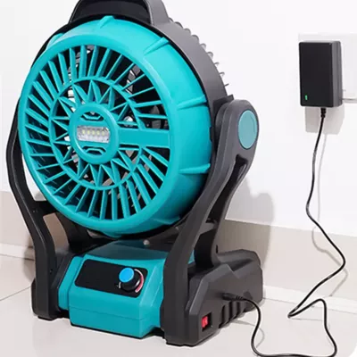 مروحة محمولة تعمل بالشحن مع إضاءة LED
