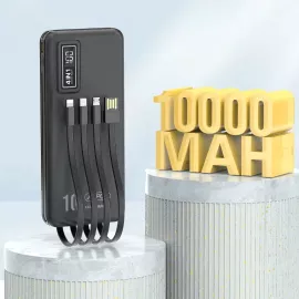 باور بانك بسعة 10000mAh شحن سريع 22.5W مع 4 كابلات مدمجة وشاشة رقمية ASPOR A300PD
