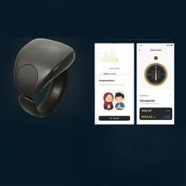 خاتم تسبيح ذكي بشاشة OLED قابل للشحن ومزامنة بالتطبيق