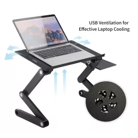 طاولة لابتوب قابلة للطي مع مروحتين USB للتبريد