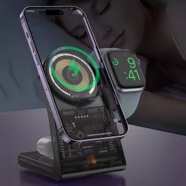 حامل شاحن لاسلكي مغناطيسي 3 في 1