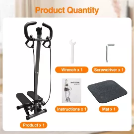 جهاز تمارين صعود الدرج مع أحزمة مقاومة ومقبض شاشة LCD يتحمل حتى 150 كجم
