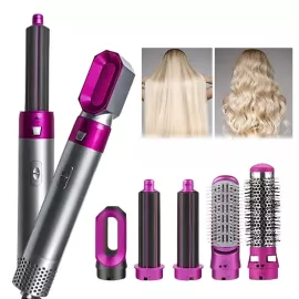 مصفف شعر 5 في 1 متعدد الوظائف تمليس تجعيد تجفيف وتدليك