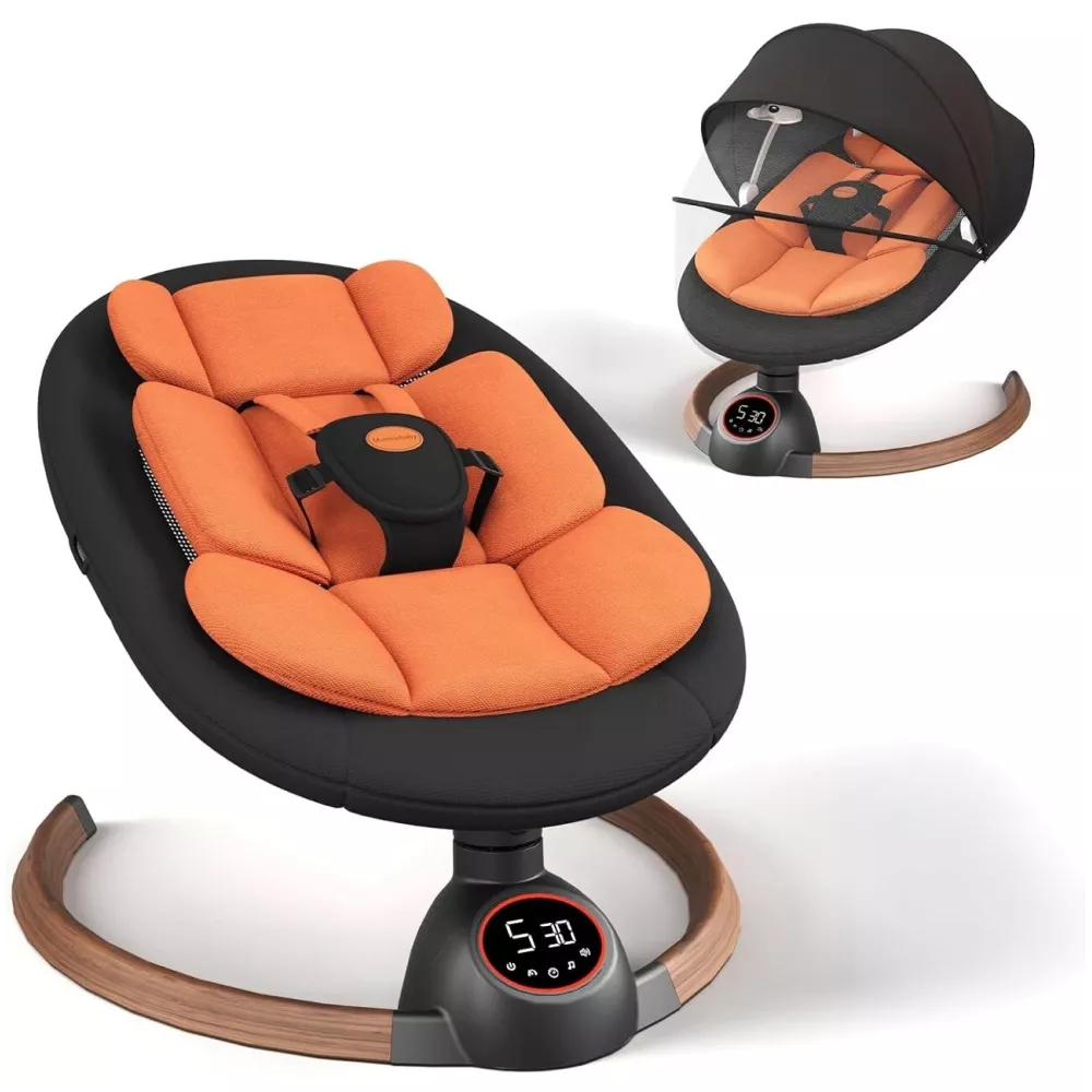 كرسي هزاز وأرجوحة أطفال كهربائية مع بلوتوث وألحان مدمجة