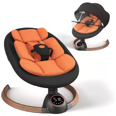 كرسي هزاز وأرجوحة أطفال كهربائية مع بلوتوث وألحان مدمجة