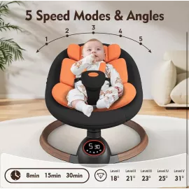 كرسي هزاز وأرجوحة أطفال كهربائية مع بلوتوث وألحان مدمجة