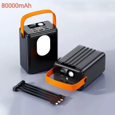 باور بانك كين فال بسعة 80000mAh مع شاشة رقمية و4 كابلات مدمجة