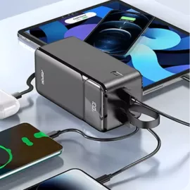 باور بانك 50000 مللي أمبير ASPOR A319 – شحن سريع 22.5 واط + 3 كابلات مدمجة + شاشة LED