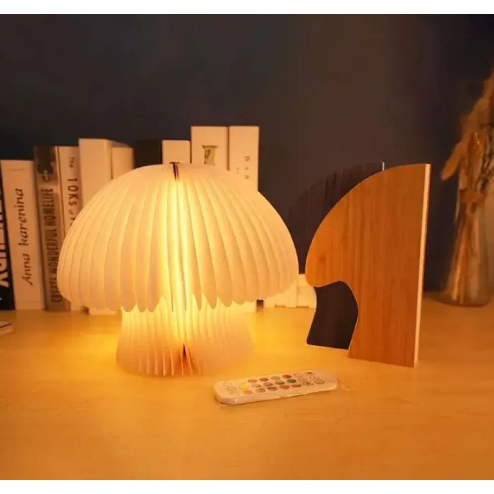 مصباح على شكل فطر مصباح ورقي قابل للطي مع USB