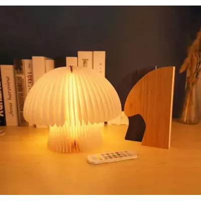 مصباح على شكل فطر مصباح ورقي قابل للطي مع USB