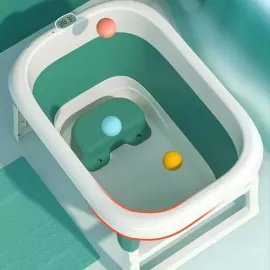 حوض استحمام محمول قابل للطي للأطفال مع شاشة عرض رقمية لدرجة الحرارة