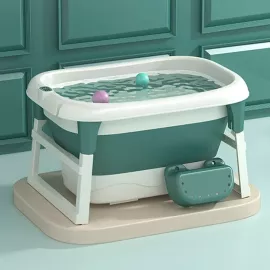 حوض استحمام محمول قابل للطي للأطفال مع شاشة عرض رقمية لدرجة الحرارة