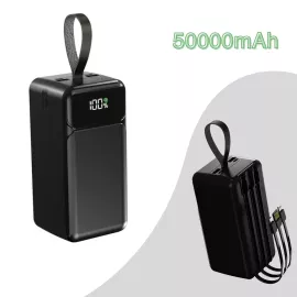 باور بانك 50000 مللي أمبير ASPOR A319 – شحن سريع 22.5 واط + 3 كابلات مدمجة + شاشة LED