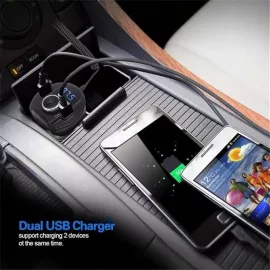 جهاز إرسال FM بلوتوث للسيارة مع شاحن USB مزدوج