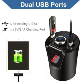 جهاز إرسال FM بلوتوث للسيارة مع شاحن USB مزدوج